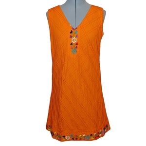 Vicky vintage embroidered orange A-Line dress EUC